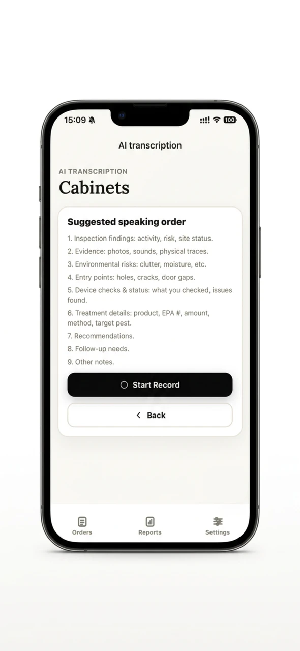 Technician app ready to record a service location